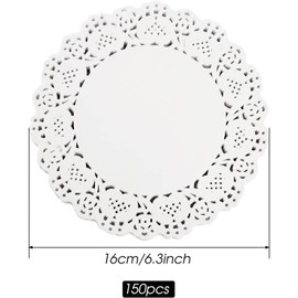 150 Pcs 6" White Lace Paper Doilies,Disposable Round Liners for Buffet, Cakes,Fried Foods,Party and Wedding Table Settings,Kitchen and Table Linens,Decorative Food Display, Dinnerware Protection