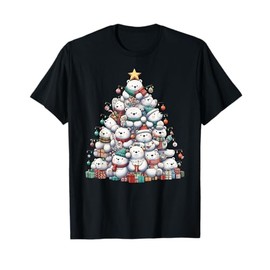Cute Polar Bear Christmas Tree Womens Mens Kids Funny T-Shirt