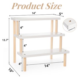 Eorbow 3-Tier Desk Plant Stand, 14" Windowsill Succulent Planter Ladder Shelf, Wooden Multi Tiered Flower Pot Holder, Indoor Plants Display Rack, Desktop Storage Organizer for Cupcake Spices