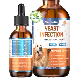 Carmelie Natural Yeast Relief for Dogs, Support Healthy Itch Relief, Ear Paw Discomfort Care, Itch Relief for Dog, Allergy Supports, Inflammation Relief for Dogs, 60ml Bacon Flavor