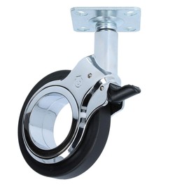 MS Beschläge Modern Design Swivel Castor Black Furniture Castor Chrome Shiny Roller Body Furniture Transport Castor 360° Rotatable Screw-On Plate Castor (Diameter 60 mm, with Brake)