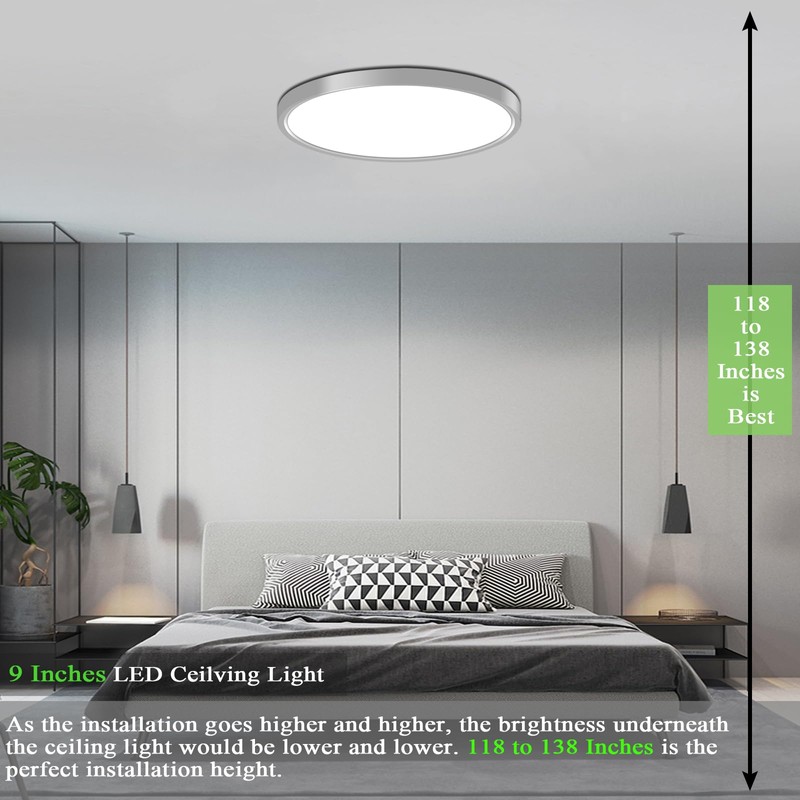 uowlbear Ceiling Light 9 Inches, 3 Color Temperatures Switchable 18W