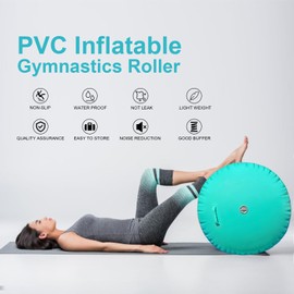 Air Roller Gymnastics Barrel, Air Track Tumbling Mat Equipment Green Inflatable Barrel Roller Back Handspring Trainer with Manual Pump for Yoga Cheerleading Home Gym Use (DIAM 31.5")