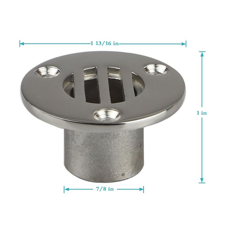EEYAD 316 Stainless Steel 7/8" Boat Floor Deck Drain (Pack