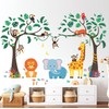 DECOWALL Jungle Trees and Animals Wall Sticker Decor Kindergarten Nursery