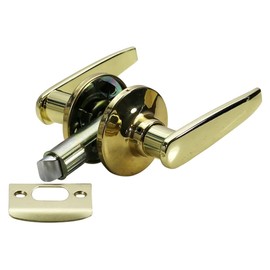 Folkamp - Lockset for RV - Style 5 - Lever Set - (Passage | Polished Brass) - Recreational Vehicle Camper Trailer Mobile Home