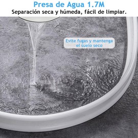 Presa de Agua 1.7M Barrera de Tope de Agua de Ducha Autoadhesiva 3CM de Alto, Umbral de Regadera Silicona Impermeable, Presa de Tira de Retención Cortable Separación en Seco y Húmedo para Baño Cocina