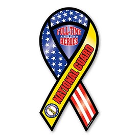 Full-Time Heros National Guard 2-in-1 Ribbon Magnet by Magnet America Is 8" x 3.875" Made for Vehicles and Refrigerators