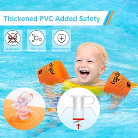 2 Pairs Inflatable Swimming Armbands, Kids Swim Arm Bands Float Roll up Sleeves Pool Learning Swim Training Aids Float Swimming Ring for Boys Girls and Adults (Blue, Orange)