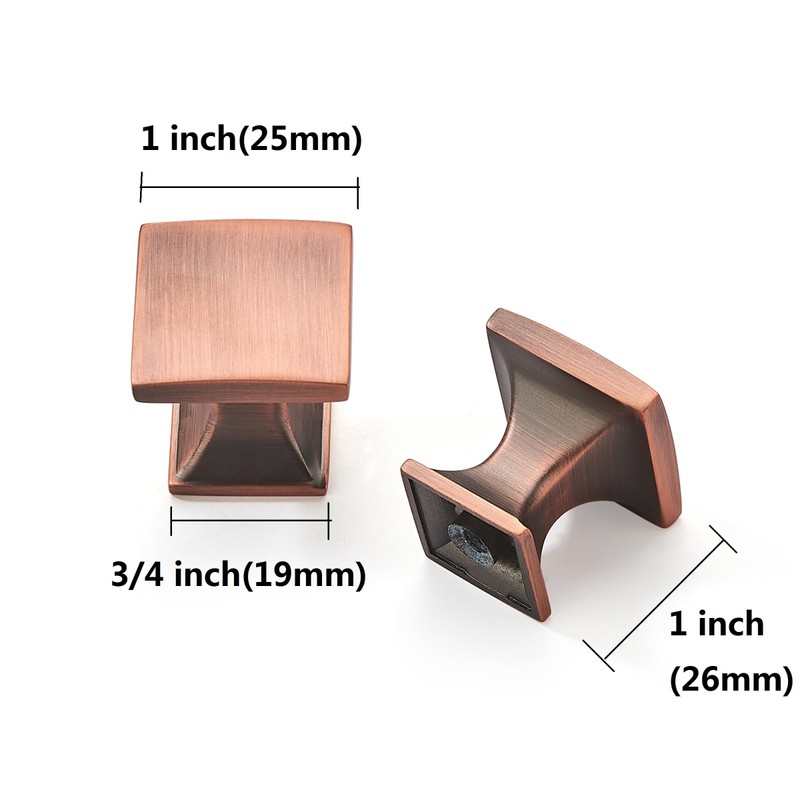 Khtumeware 10 Pack 1 inch Brushed Antique Copper Cabinet Knobs