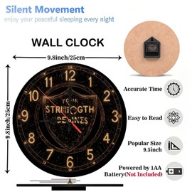 Lancholy 10-Inch Silent Wooden Wall Clock, Your Strength Defines Vintage Clock Wall Decor ” Silent Non-Ticking Clock, Battery Operated (AA Batteries Not Included), Artistic Home Decor