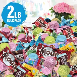 Easter Chocolate Mix, Pack of Bulk Easter Candy Individually Wrapped, Ideal for Gifting, Sharing, Parties, Egg Hunts and Holiday Celebrations, Perfect Candy Assortment for Kids and Adults (2 Lb)