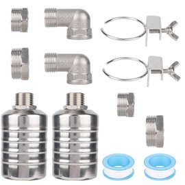2 Set Water Float Valve Kit, Stainless Steel Leak-Proof Automatic Water Level Control Float Valve 1/2" Male Thread Shut Off Valves for Fish Tank Pool Livestock Trough Distiller