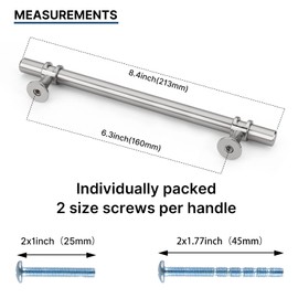 Rergy 10 Pack Cabinet Pulls Brushed Nickel 6-1/4inch(160mm) Cabinet Pulls Solid Modern Drawer Pulls Hardware Pulls for Kitchen and Bathroom