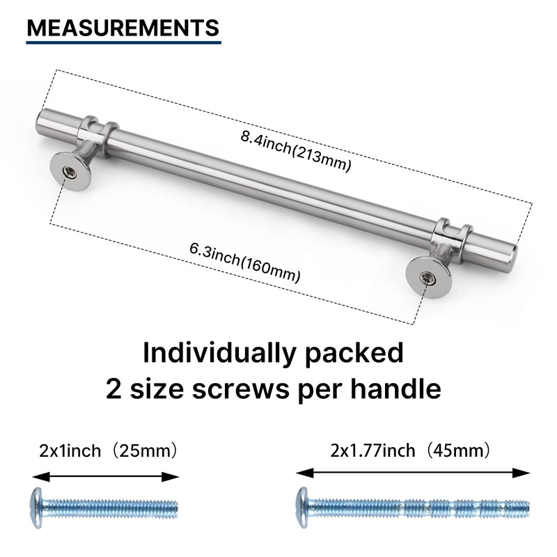 Rergy 10 Pack Cabinet Pulls Brushed Nickel 6-1/4inch(160mm) Cabinet Pulls