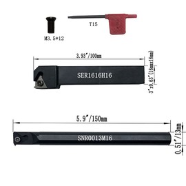 Zouzmin - Barra de mandrinar de 1/2" 5/8" SNR0013M16+SER1616H16 - Soporte de herramientas de torneado interno de torno, con 5 piezas 16ER AG60+5 piezas 16IR AG60 insertos de torneado de carburo