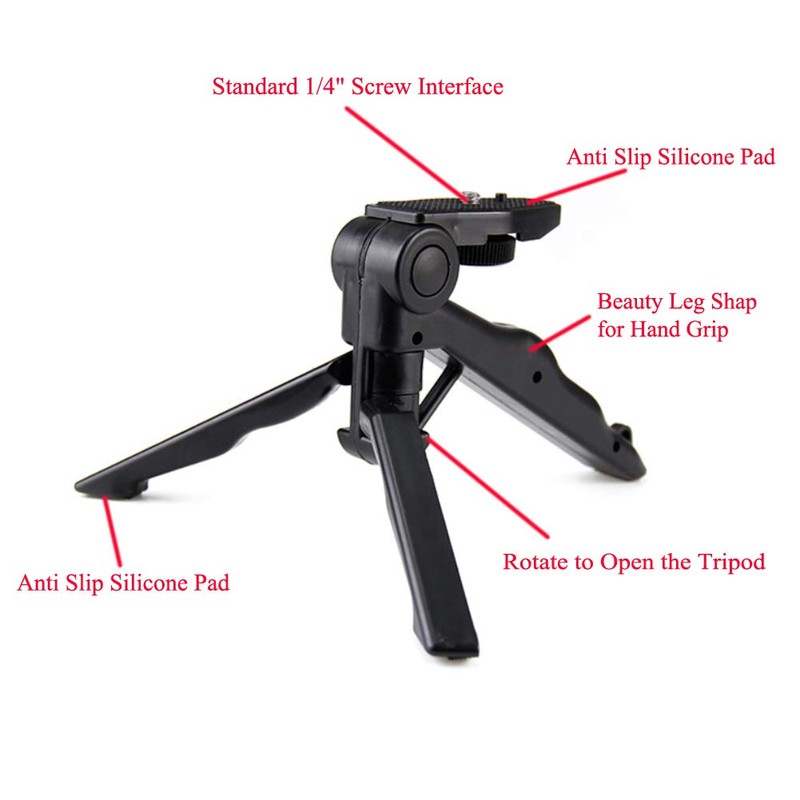 Walway Foldable Mini Table Tripod Stand Hand Grip with 1/4"