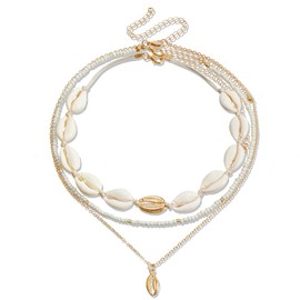 Generisch 3-Piece Shell Necklace Set, Women's Shell Necklace, Shell Jewellery, Women's Natural Shell Choker Necklaces, Bracelet Jewellery Set, Boho Shell Necklace, Natural Shell Choker Necklace, Shell