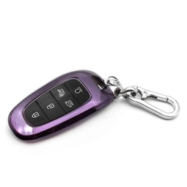 INFIPAR Fit for Hyundai Tucson Palisade Santa Cruz Ioniq 5 Santa Fe Nexo Sonata Ioniq Key Fob Cover Case Shell Holder Protector Keyless Entry Sleeve Accessory, with Key Chain, Purple Black