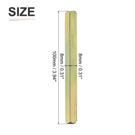 DTGN 100mmx8mm(LxW) Door Knob Spindle - 1Pack - Good for Most Mortise Type Door Knobs - Iron Square Drive System Spindle Replacement Door Handle Parts - Golden