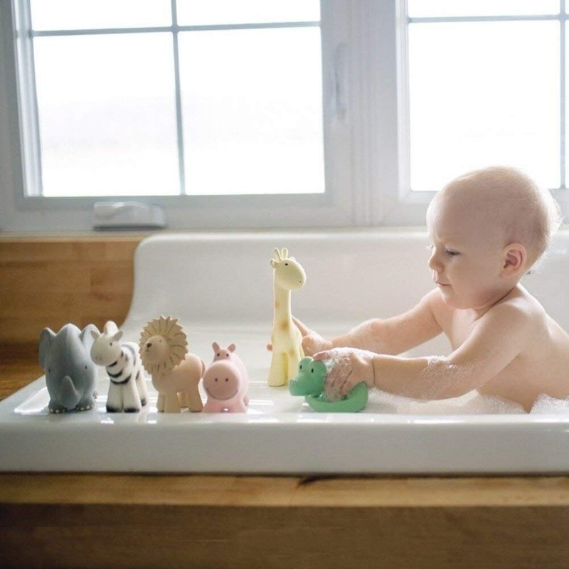 Tikiri Fully Enclosed Zebra All Rubber Rattle Teething & Bath