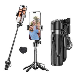 Pocket Phone Tripod for Video Vlog Recording, 3-in-1 Mini Portable Multifunctional Selfie Stick with Remote Capture Photos, Extendable Handheld Cell Phone Tripod Stand(Black)