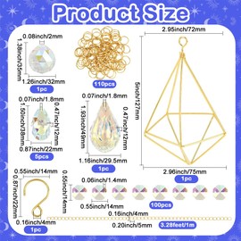 SOFPLATE 220Pcs DIY Suncatchers Kit Suncatcher Making Kit Colorful Hanging Crystal Wind Chime Prism Art Craft with Hook Hanger Chain Rainbow Maker Sun Catcher for Indoor Garden Decor Wedding Home