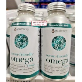 Youtheory Ocean-Friendly 1470mg Algae Oil with Omega-3 120 softgels (2 Bottles)