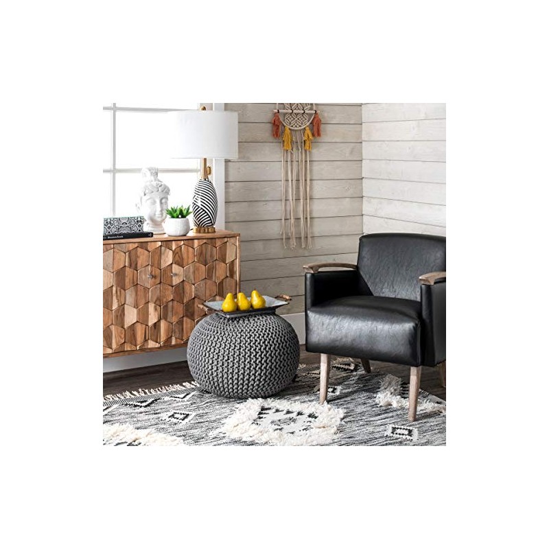 nuLOOM Ling Round Knit Ottoman Pouf