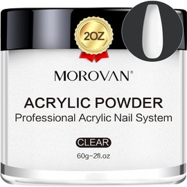 Morovan Clear Acrylic Powder - 2oz Professional Acrylic Nail Powder Polymer Clear Nail Powder for Acrylic Nail Extension Carving Nails