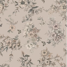 Yancorp 17.3"x118.1" Grey Beige Textured Peel and Stick Flower Wallpaper Self Adhesive Vinyl Removable Decorative Contact Paper for Kitchen Cabinets, Furniture, Bedroom, Bathroom and Walls