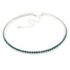 Avalaya Thin Teal Blue Crystal Choker Necklace/Silver Tone/ 36cm L/