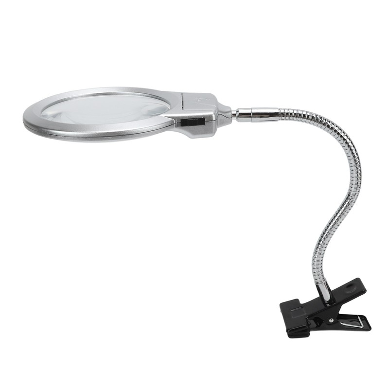 LED Illuminating Magnifier with Clamp Optical Lens Adjustment Hose Magnifying