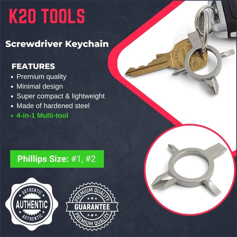 Screwdriver Keychain with Phillips and Flat Head - Tiny EDC