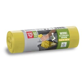 ANNA ZARADNA ST-AZ-017058 Bin Liners for Metal Plastic Tear-Resistant 120 L | Rubbish Bag Rubbish Bag for Household Waste Office Made of Thick LDPE Regranulate Film Colour: Yellow, 1 Pack of 10