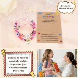 YELUWA 2 Pieces Back To School Gifts Mother Daughter Bracelet Mum and I Bracelet First Day of School Preschool Nursery Matching Wish Dinosaur Bracelets Set for Mother Daughter Girls FR, Stainless