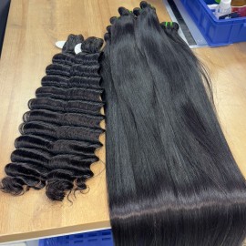 Raw Vietnamese Double Drawn Burmese Curly Hair Bundles Vietnamese 100% Cambodian Natural Wavy Hair Extensions Raw Human Hairstyle: Italy curly, color: natural black, Stretched Length: 22"