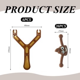 CVDYWDJIE Pack of 20 poop shaped toys and 6 toy bows, projectile toys, finger shooting toys, creative funny toy, children's toy