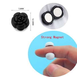 4PCS Hijab Magnetic Pins, Black Small Scarf Magnetic Pin, Multi-Purpose Scarf Magnets Brooch for Hijabs Shawl Scarves Clothes (Camellia）