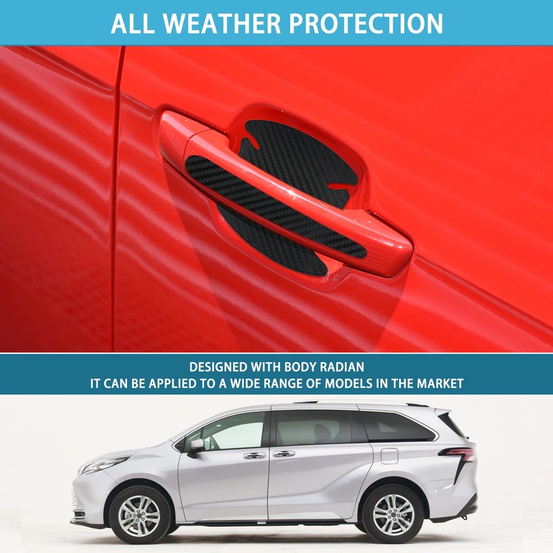 Aphrordity 16 Pcs Car Door Handle Scratch Protector Carbon Fiber,