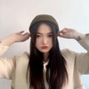 Short beanie (khaki) watch cap knit