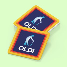 Oldi Man Coaster - Novelty Old Man Relative Person OAP Funny Fun Joke Celebration Christmas Birthday Hot Drink Mat Kitchenware Home Decor Gifts Presents (White Prime)