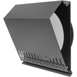 Vent Systems 10" Inch Supply Vent Cover with Rubber Gasket - Graphite Black Galvanized Steel - Robust and Weatherproof Outdoor Air Intake Box - Duct or Surface Mounting - Rain, Snow Protection