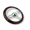 New World Motoring 14" 6 hole Mahogany Wood Chrome spoke