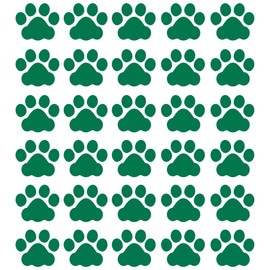 LiteMark Durable Cat Paw Print Decals, Gloss Finish 1.25 Inch Stickers, Ideal for Floors, Phone, Laptop, Water Bottle - Green, Pack of 30 Pcs