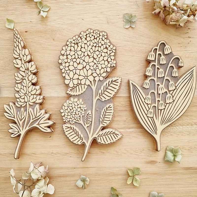 Floral Stamps,Wooden Seal Stamps - Retro Plant Floral Seal, Clear