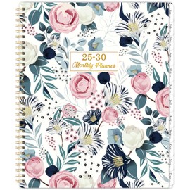 2025-2030 Monthly Planner - 5 Year Planner/Calendar 2025-2030 Spiral Bound, Jul. 2025 - Jun. 2030, 9" x 11", Twin-Wire Binding + Printed Tabs - Petunia