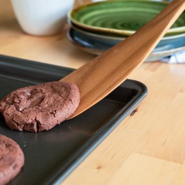 FAAY Teak Wooden Turner, Saute Paddle, Spatula, Compact - XL Size, Healthy and High Moist Resistance for Non Stick Cookware (12 Inch Flat Edge Spatula)