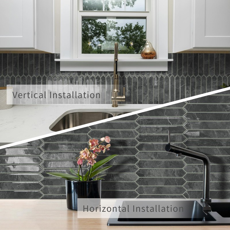Grey Long Hexagon Tile Peel and Stick Backsplash, 10 Sheets