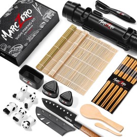 MarcZero Sushi Making Kit, 22 in 1 Bazooka Roller With Bamboo Mat, Knife, Chopsticks, ...